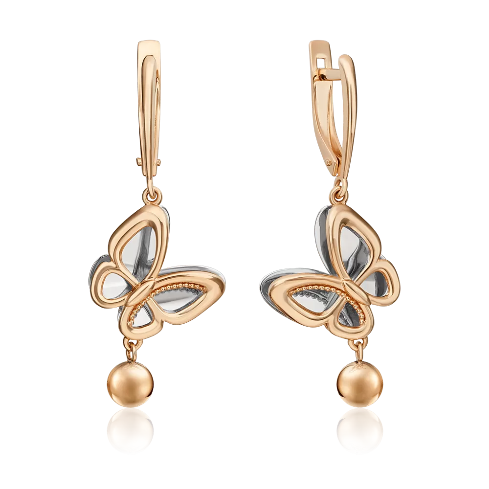 Серьги «Бабочки. Мгновения красоты» с английским замком из комбинированного золота 02-4825-00-000-1111