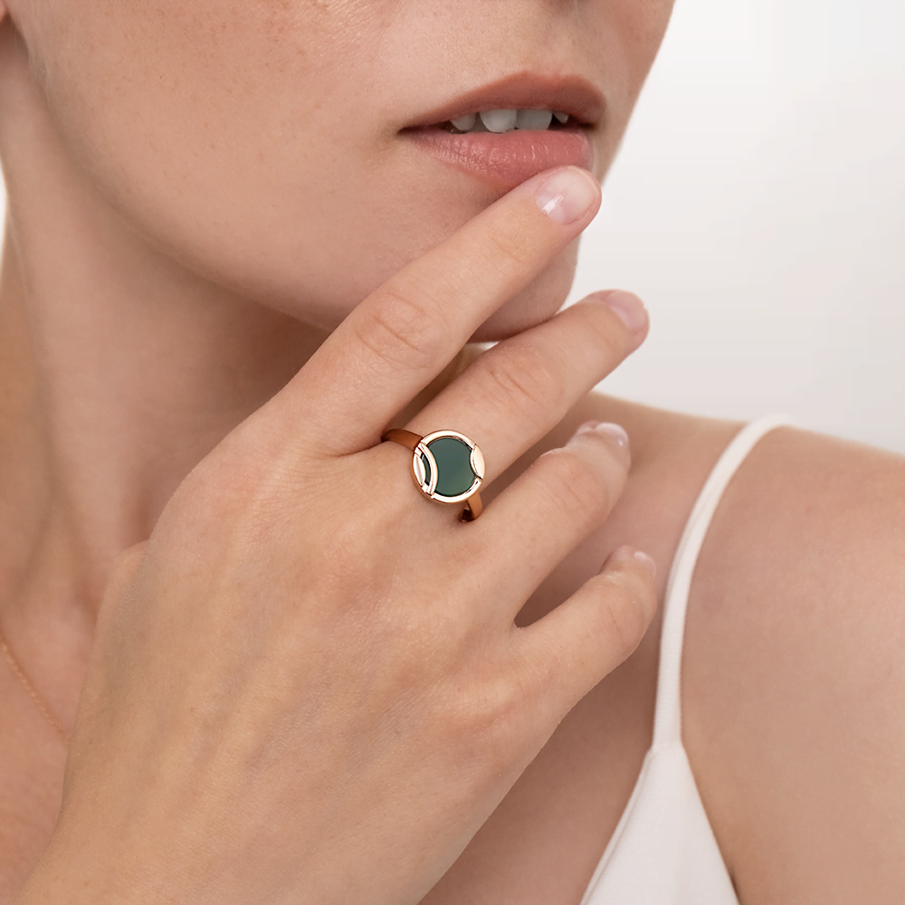 Кольцо из красного золота с агатом 01-5859-00-749-1110