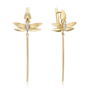 Серьги «Стрекозы. Ценность настоящего» с английским замком из комбинированного золота с бриллиантами 02-4811-00-101-1121