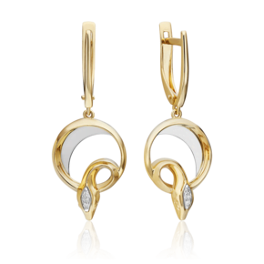 Серьги «Змеи. Безграничность возможностей» с английским замком из комбинированного золота с бриллиантами 02-4817-00-101-1121