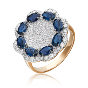 Кольцо из красного золота с сапфирами и бриллиантами 01-1327-00-105-1110-30