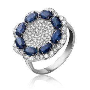 Кольцо из белого золота с сапфирами и бриллиантами 01-1328-00-105-1120-30