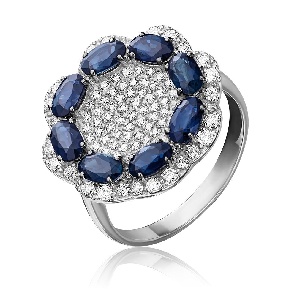 Кольцо из белого золота с сапфирами и бриллиантами 01-1328-00-105-1120-30