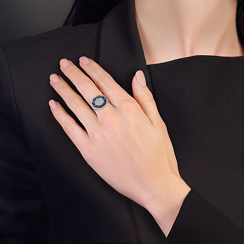 Кольцо из белого золота с сапфирами и бриллиантами 01-1328-00-105-1120-30