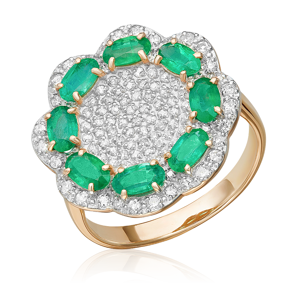 Кольцо из красного золота с изумрудами и бриллиантами 01-1327-00-106-1110-30