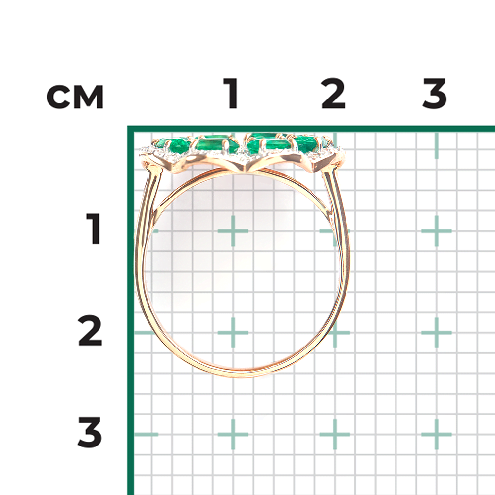 Кольцо из красного золота с изумрудами и бриллиантами 01-1327-00-106-1110-30