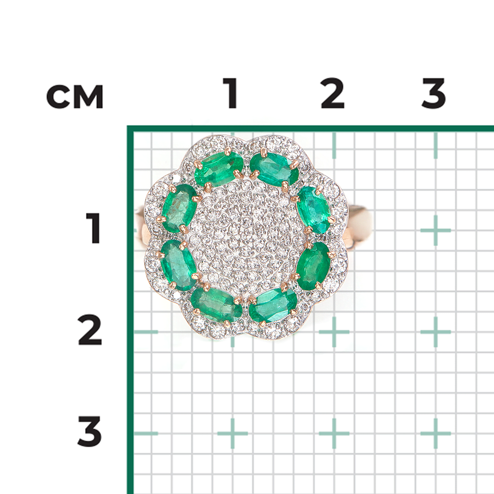 Кольцо из красного золота с изумрудами и бриллиантами 01-1327-00-106-1110-30