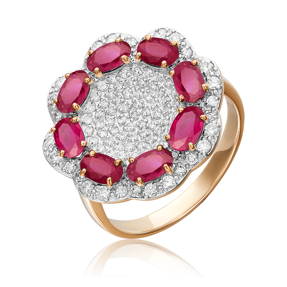 Кольцо из красного золота с рубинами и бриллиантами 01-1327-00-107-1110-30