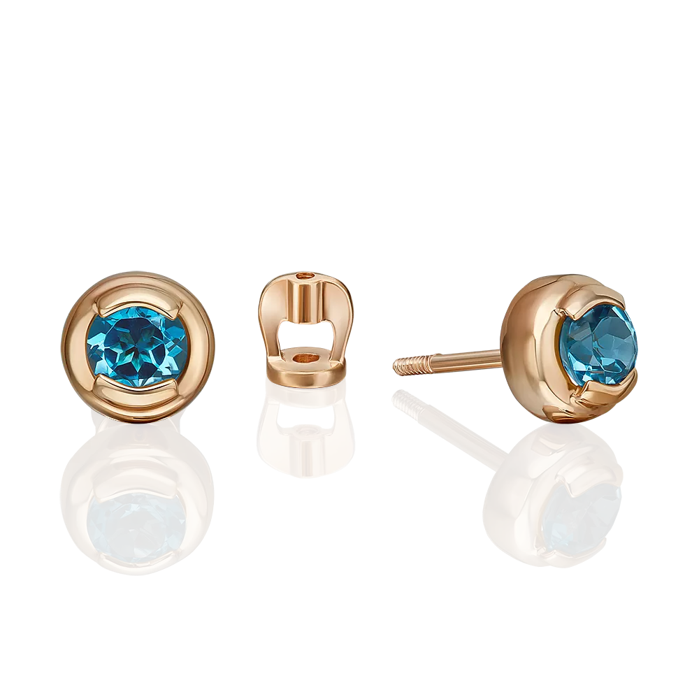 Серьги-пусеты из красного золота с топазом 02-5391-00-201-1110