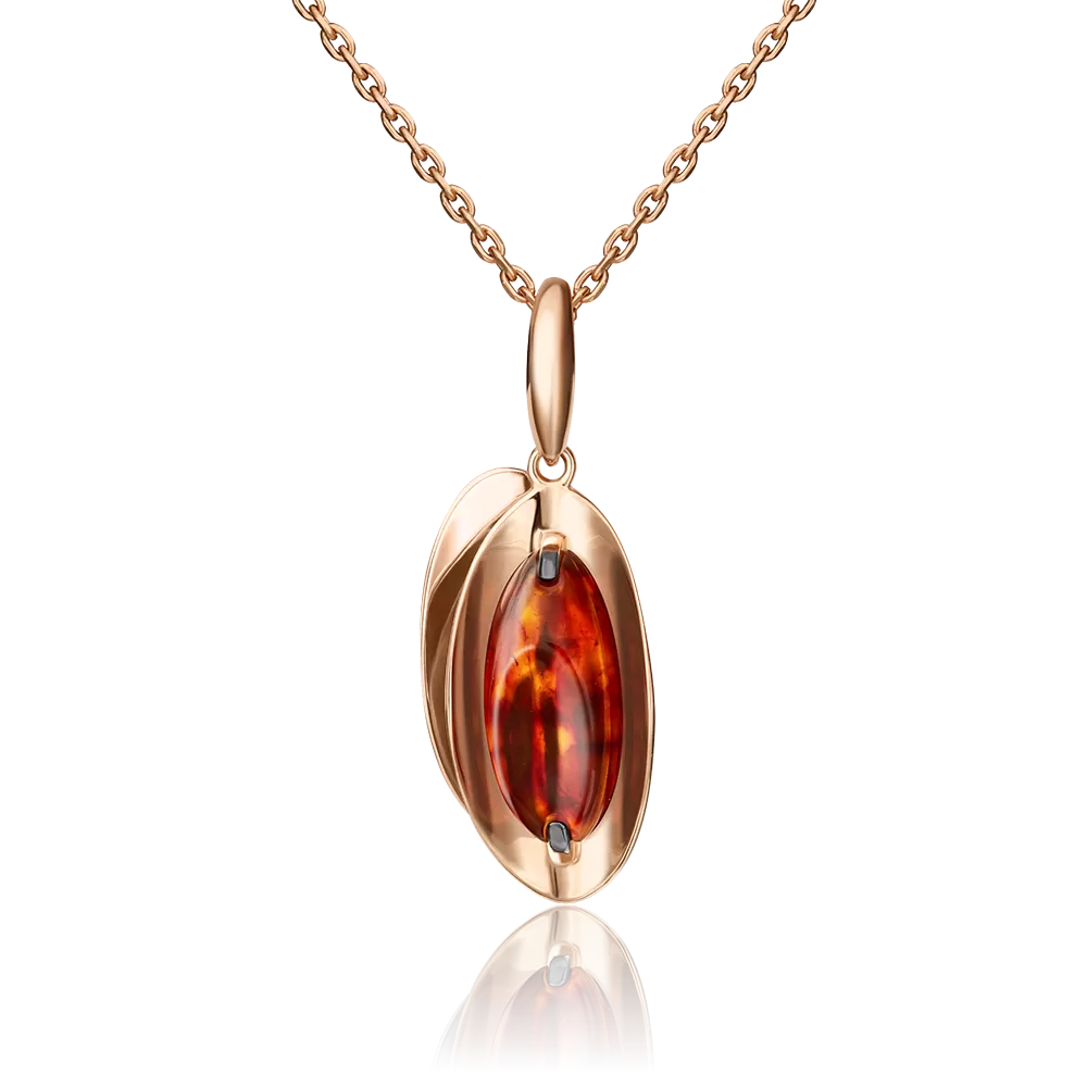 Подвеска из красного золота с янтарём 03-2960-00-271-1110-46