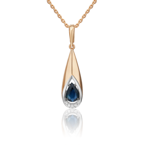 Подвеска из комбинированного золота с сапфиром и бриллиантами 03-3456-00-105-1111