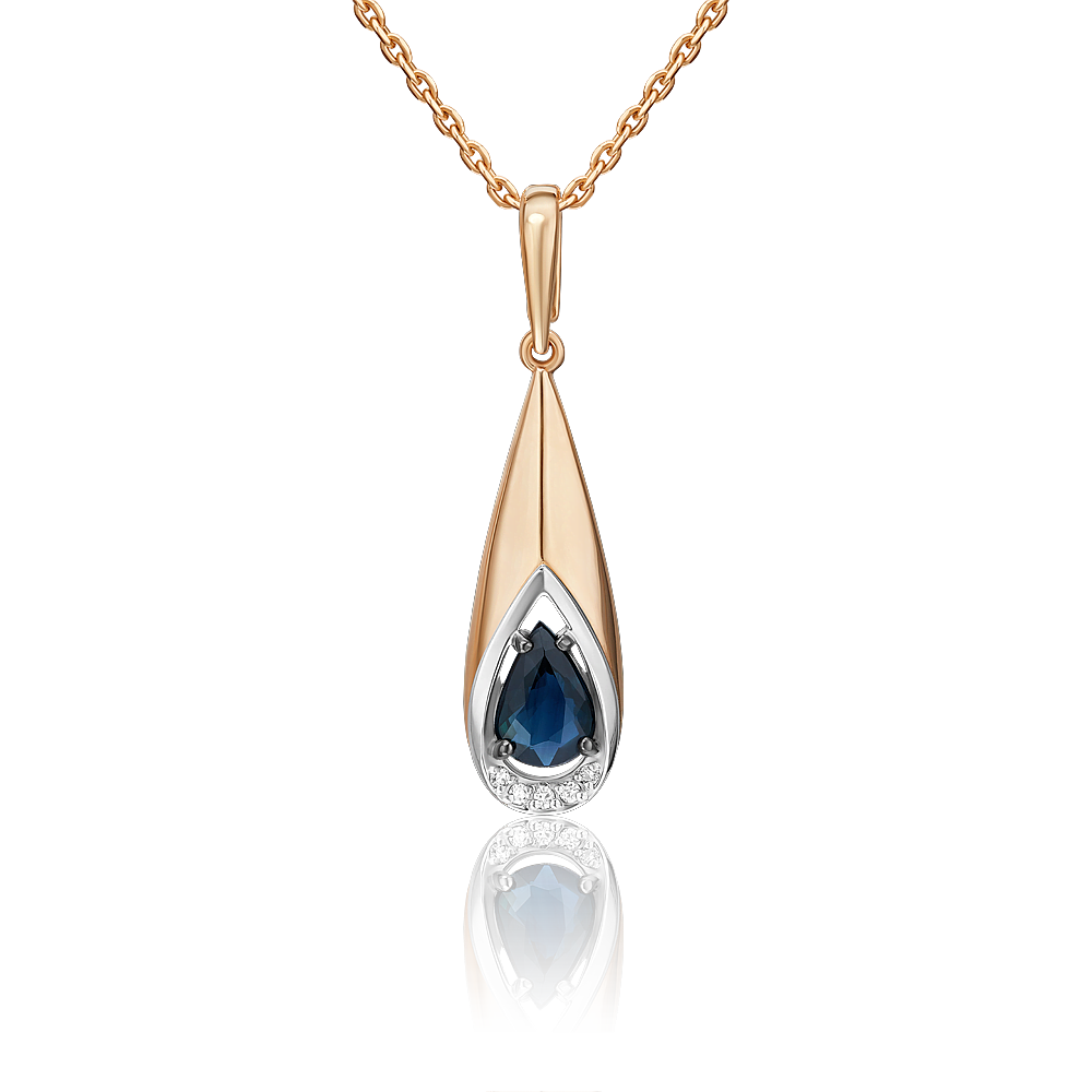 Подвеска из комбинированного золота с сапфиром и бриллиантами 03-3456-00-105-1111