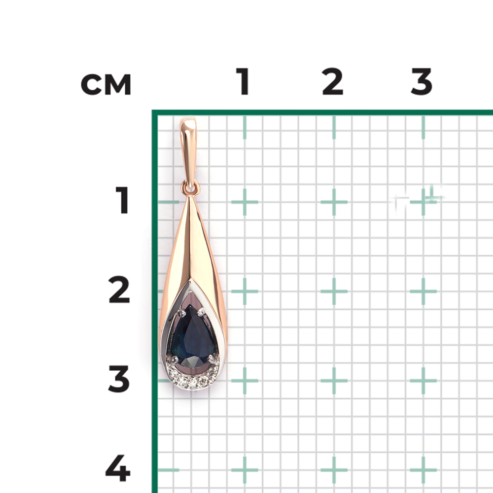 Подвеска из комбинированного золота с сапфиром и бриллиантами 03-3456-00-105-1111