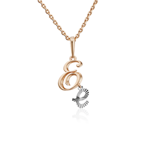 Подвеска «Буква Е» из комбинированного золота 03-2950-Е-000-1111