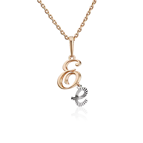 Подвеска «Буква Е» из комбинированного золота 03-2950-Е-000-1111