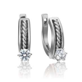 Серьги с английским замком из белого золота с фианитом 02-4328-00-501-1120-38