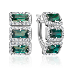 Серьги с английским замком из серебра с фианитами 02-2150-00-404-0200