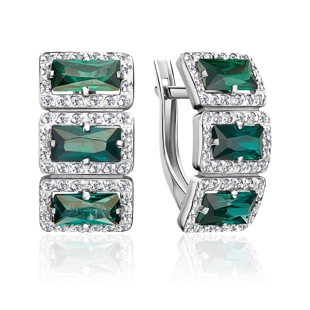 Серьги с английским замком из серебра с фианитами 02-2150-00-404-0200