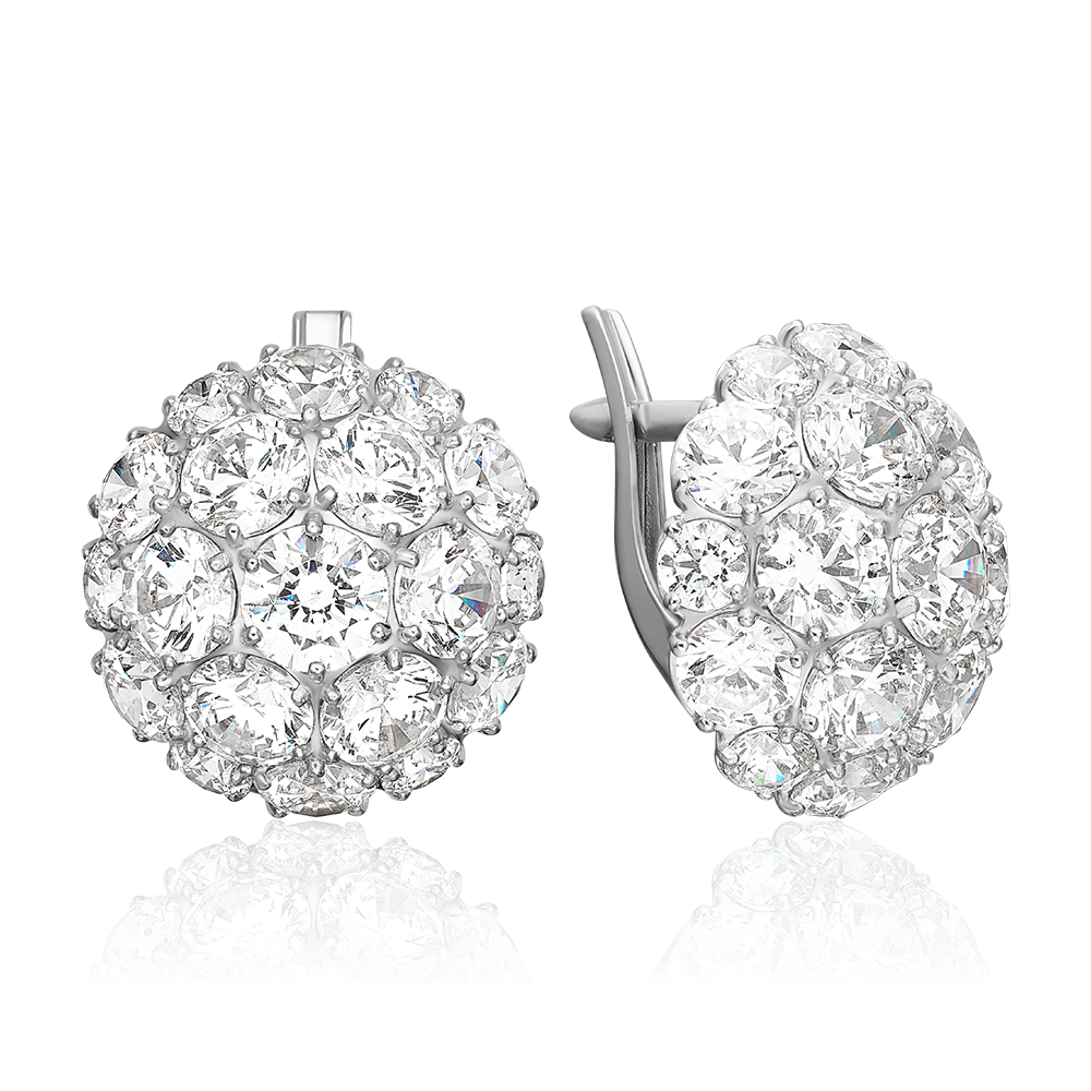 Серьги с английским замком из серебра с фианитами 02-3188-00-401-0200