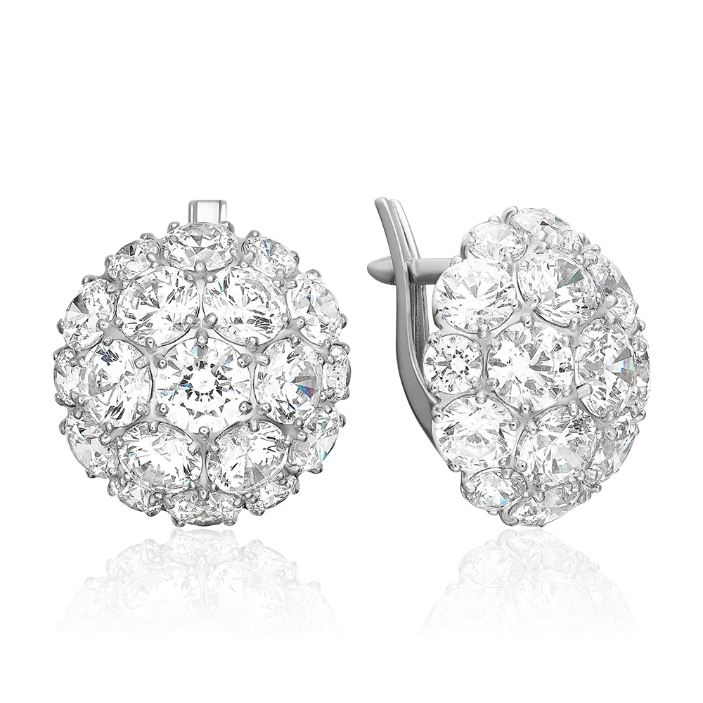 Серьги с английским замком из серебра с фианитами 02-3188-00-401-0200