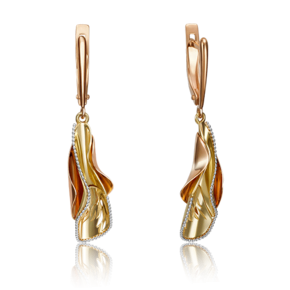 Серьги с английским замком из комбинированного золота 02-4255-00-000-1113-65