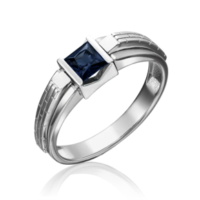 Печатка из белого золота с сапфиром 01-5182-00-102-1120-30