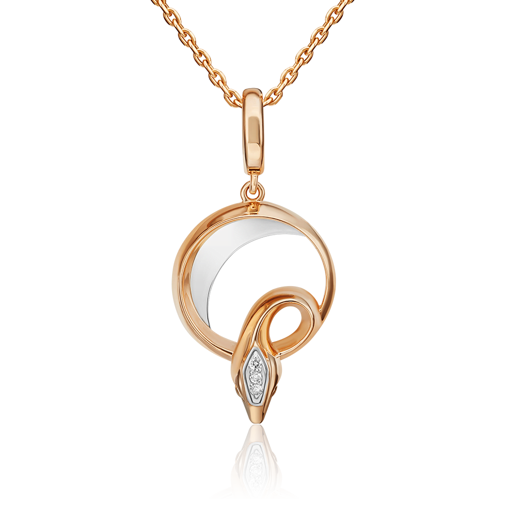 Подвеска «Змея. Безграничность возможностей» из комбинированного золота с бриллиантами 03-3282-00-101-1111