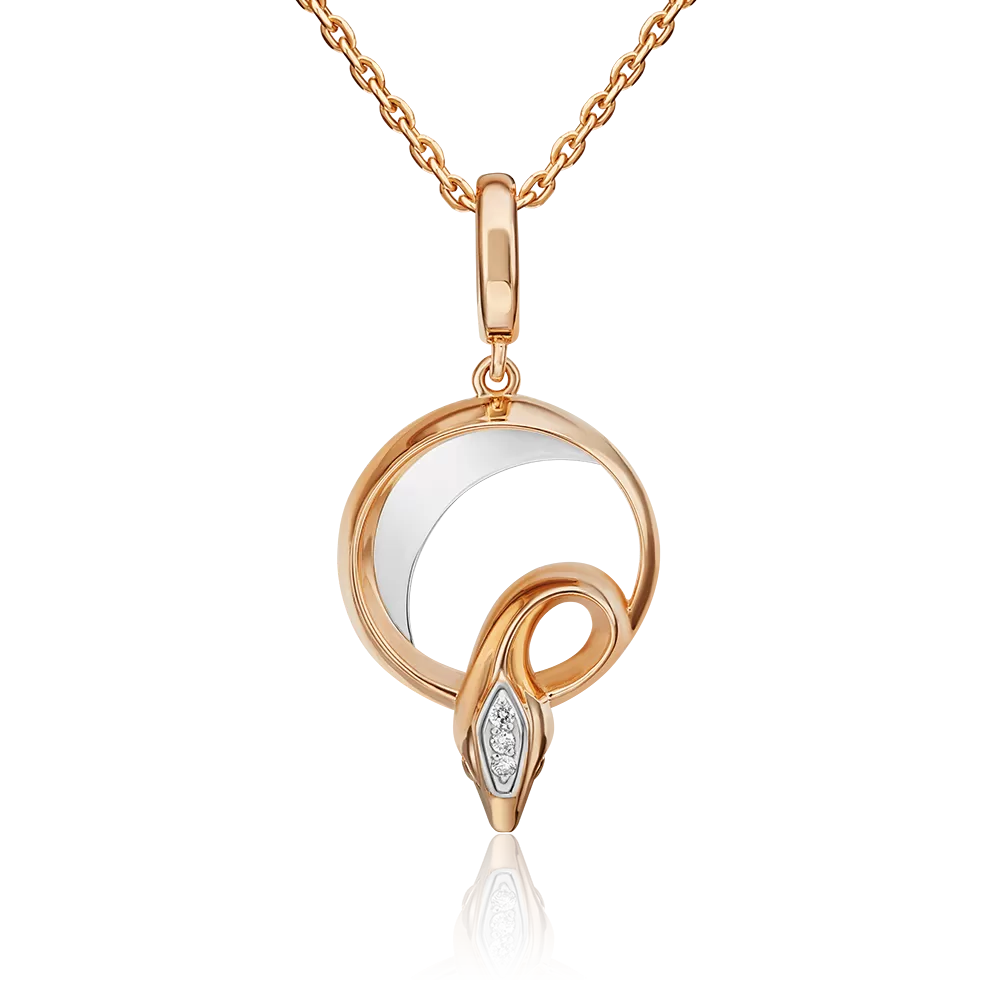 Подвеска «Змея. Безграничность возможностей» из комбинированного золота с бриллиантами 03-3282-00-101-1111