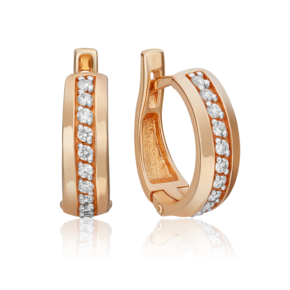 Серьги с английским замком из красного золота с бриллиантами 02-0614-00-101-1110-30