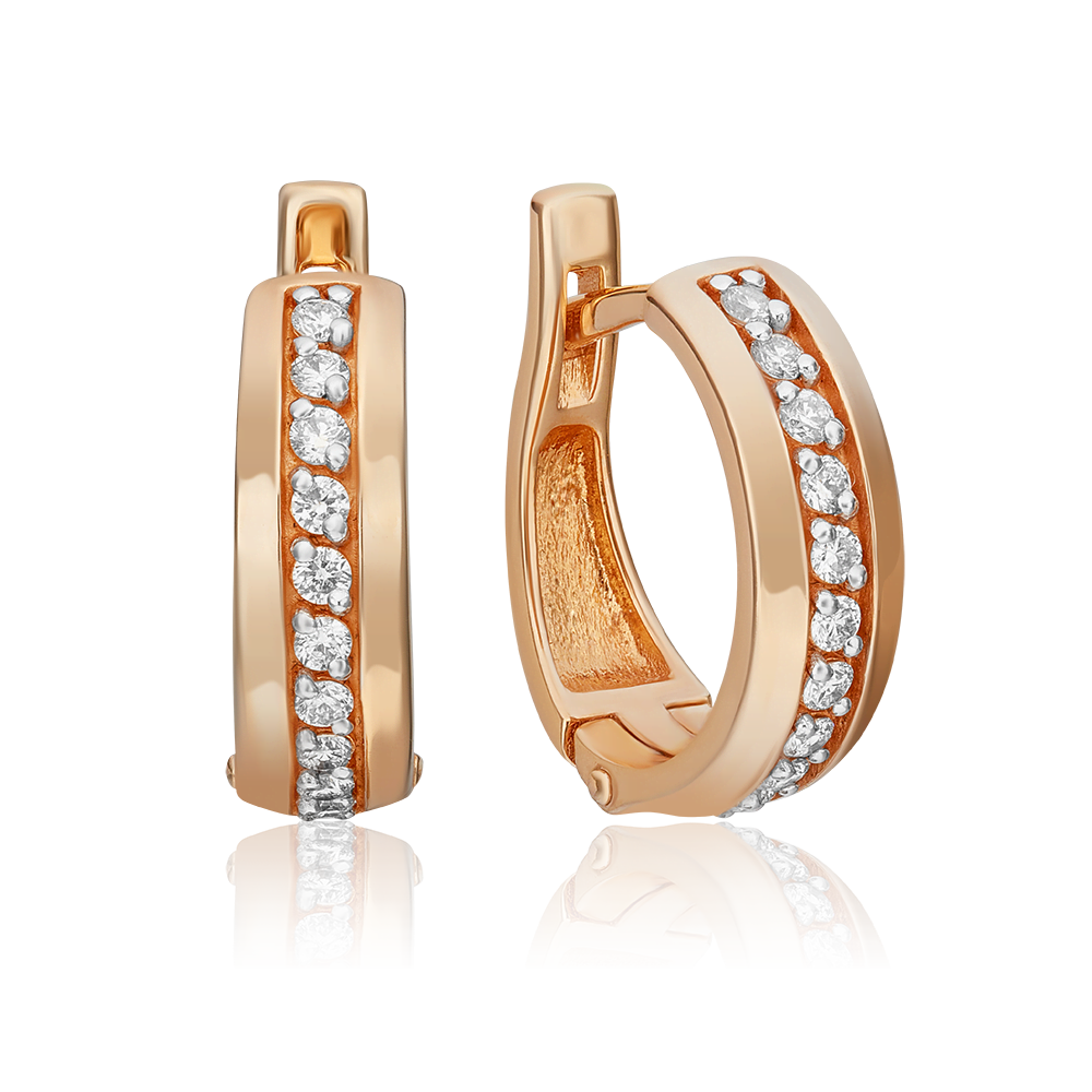 Серьги с английским замком из красного золота с бриллиантами 02-0614-00-101-1110-30