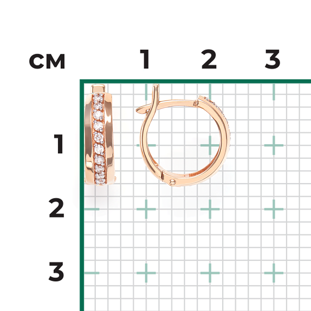 Серьги с английским замком из красного золота с бриллиантами 02-0614-00-101-1110-30