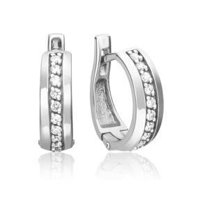 Серьги с английским замком из белого золота с бриллиантами 02-0615-00-101-1120-30