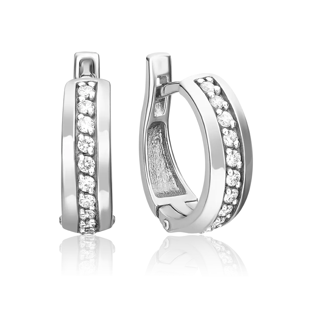 Серьги с английским замком из белого золота с бриллиантами 02-0615-00-101-1120-30