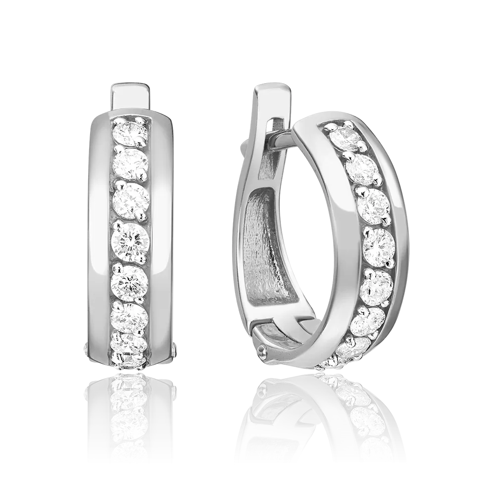 Серьги с английским замком из белого золота с бриллиантами 02-0617-00-101-1120-30