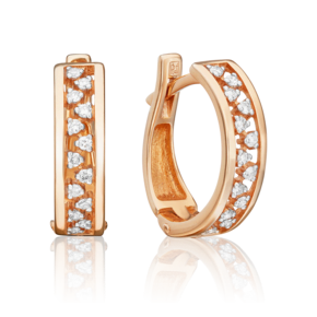 Серьги с английским замком из красного золота с бриллиантами 02-0618-00-101-1110-30