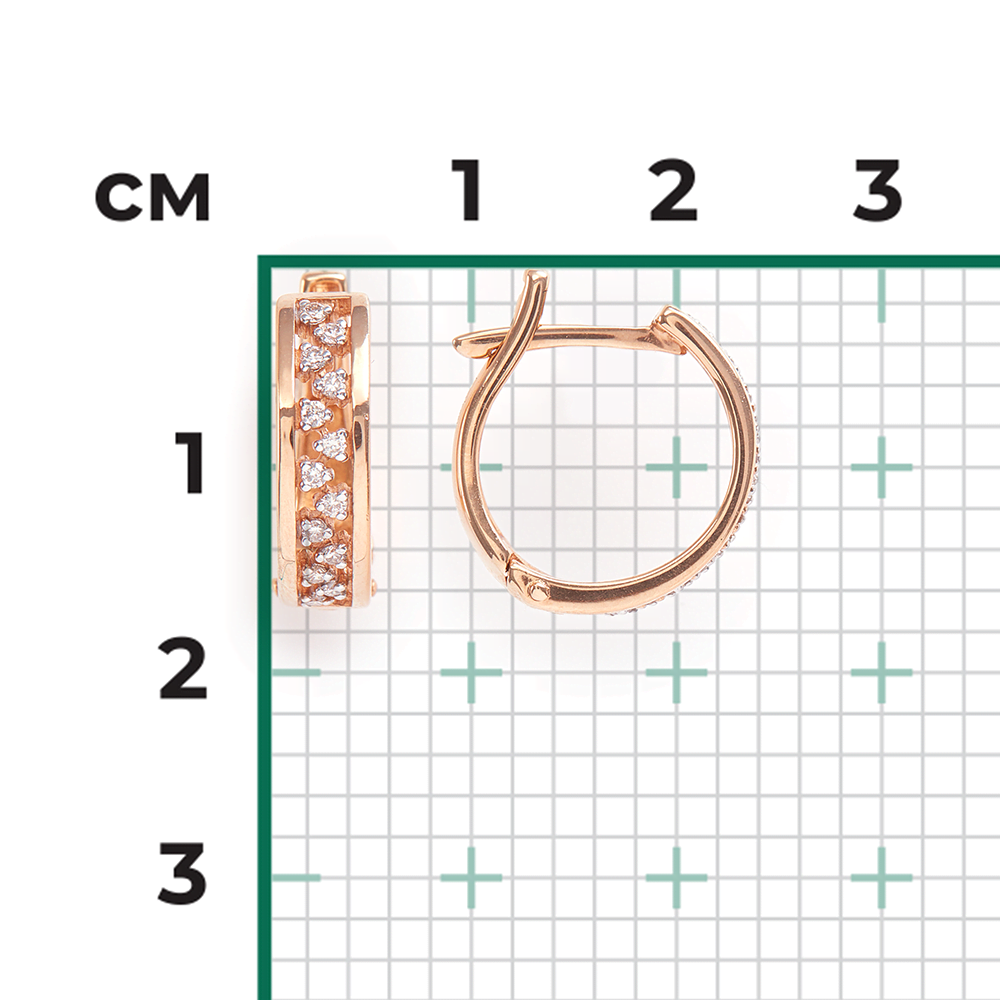 Серьги с английским замком из красного золота с бриллиантами 02-0618-00-101-1110-30