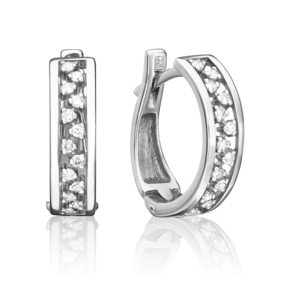 Серьги с английским замком из белого золота с бриллиантами 02-0619-00-101-1120-30