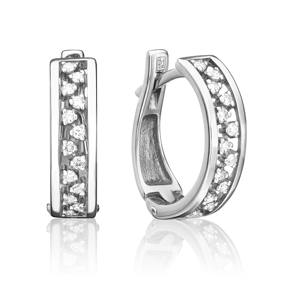 Серьги с английским замком из белого золота с бриллиантами 02-0619-00-101-1120-30