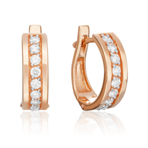 Серьги с английским замком из красного золота с бриллиантами 02-0620-00-101-1110-30