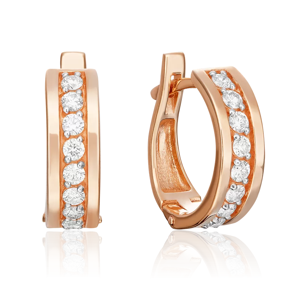 Серьги с английским замком из красного золота с бриллиантами 02-0620-00-101-1110-30