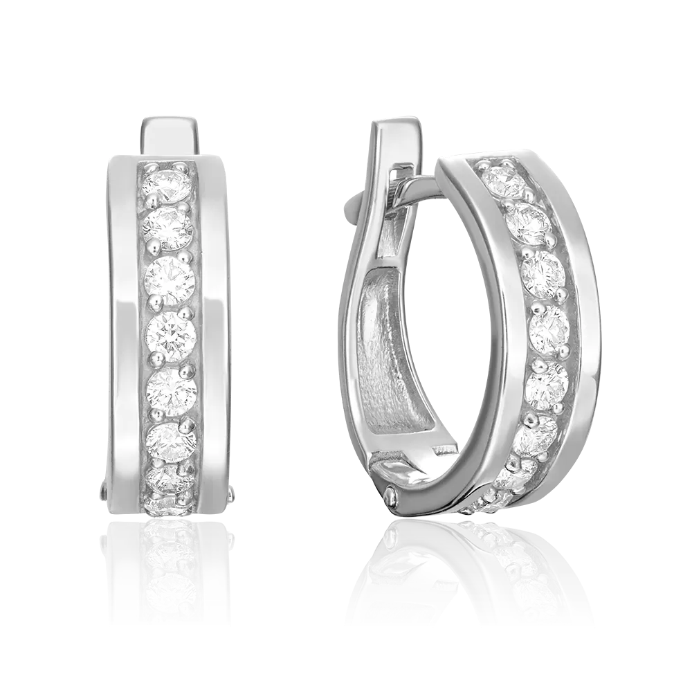 Серьги с английским замком из белого золота с бриллиантами 02-0621-00-101-1120-30