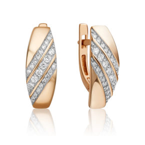 Серьги с английским замком из красного золота с бриллиантами 02-0622-00-101-1110-30