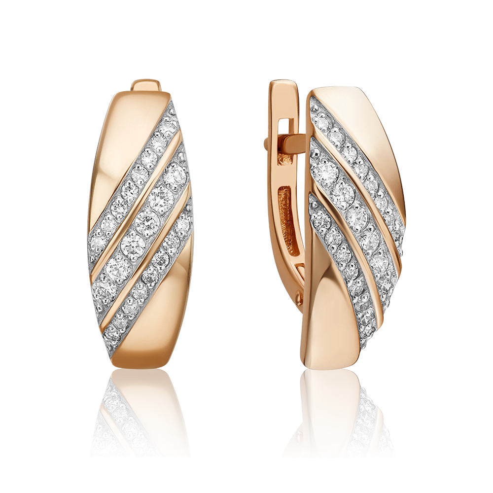 Серьги с английским замком из красного золота с бриллиантами 02-0622-00-101-1110-30