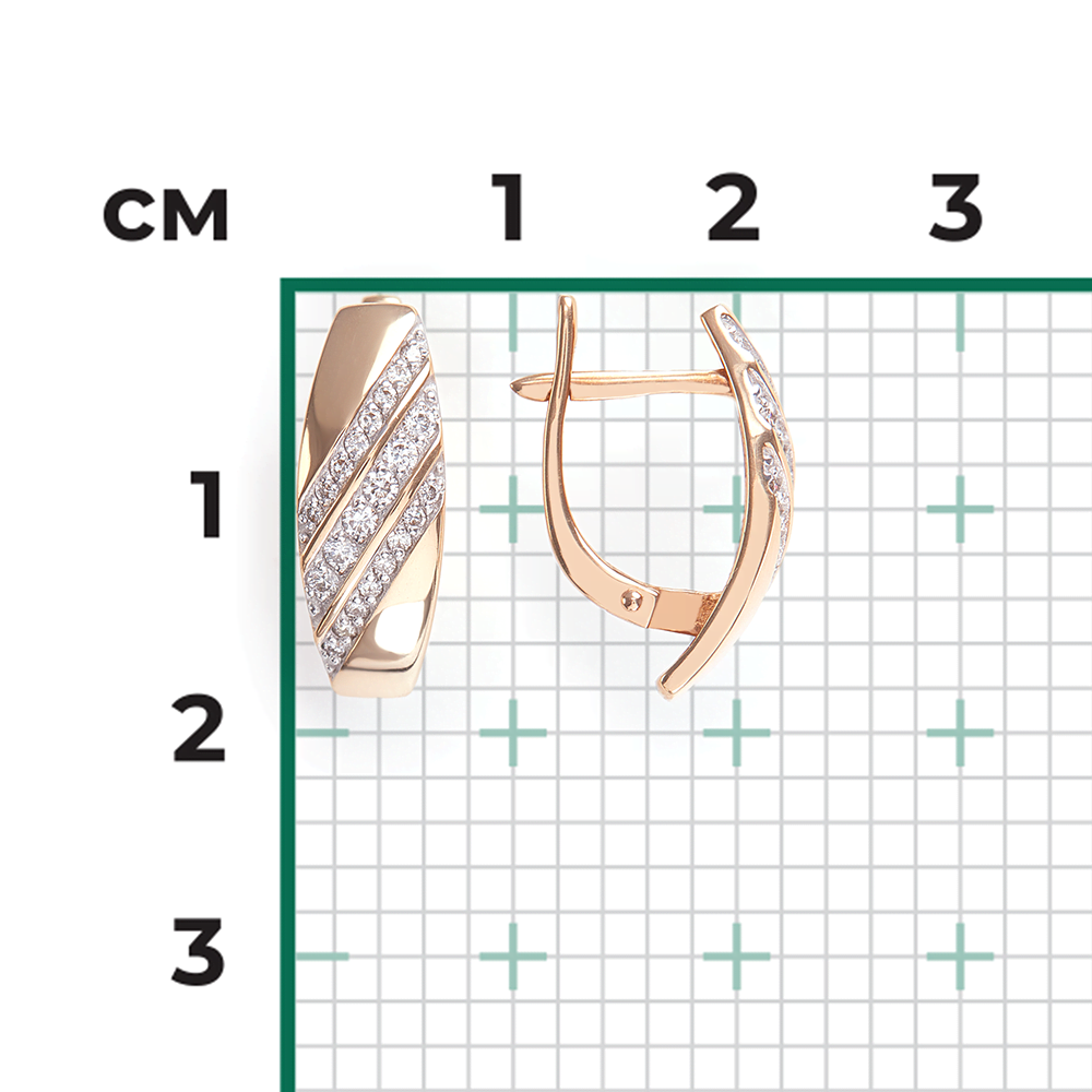 Серьги с английским замком из красного золота с бриллиантами 02-0622-00-101-1110-30