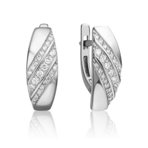 Серьги с английским замком из белого золота с бриллиантами 02-0623-00-101-1120-30