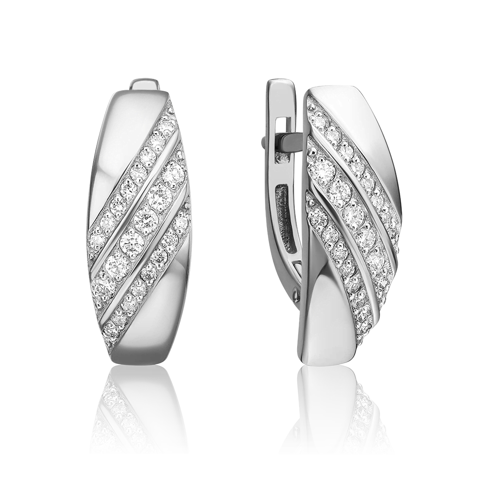 Серьги с английским замком из белого золота с бриллиантами 02-0623-00-101-1120-30