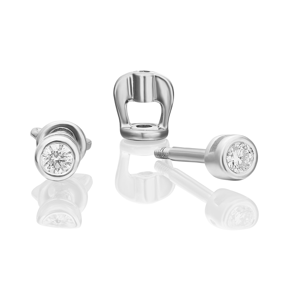 Серьги-пусеты из белого золота с бриллиантом 02-0625-00-101-1120-30