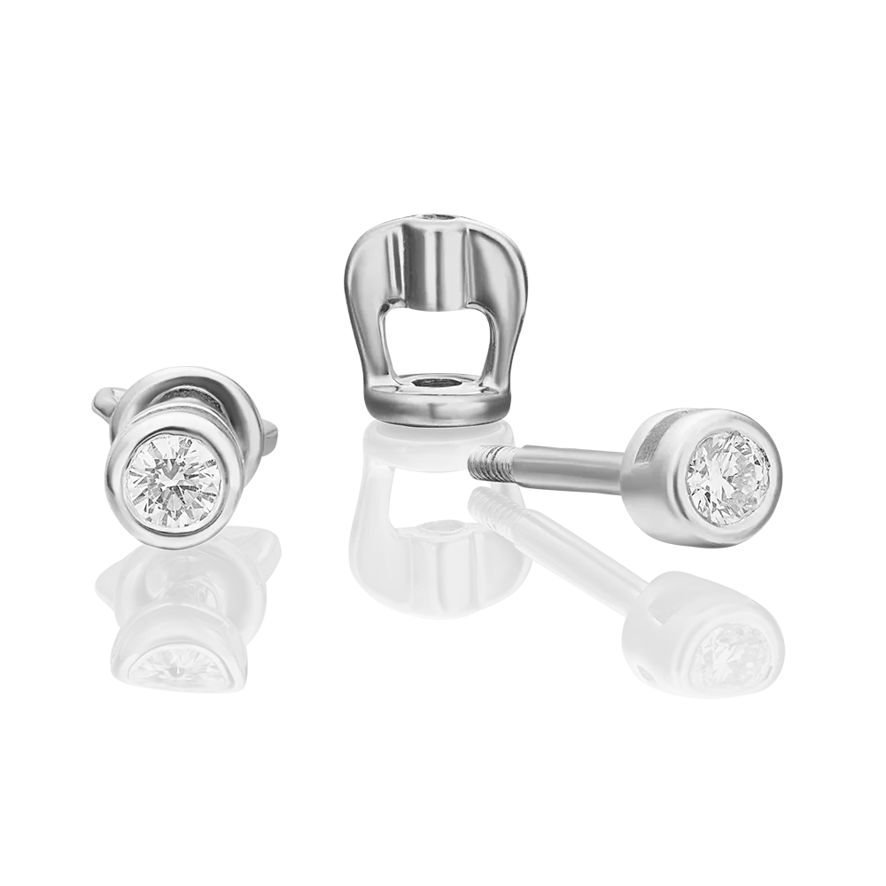 Серьги-пусеты из белого золота с бриллиантом 02-0625-00-101-1120-30