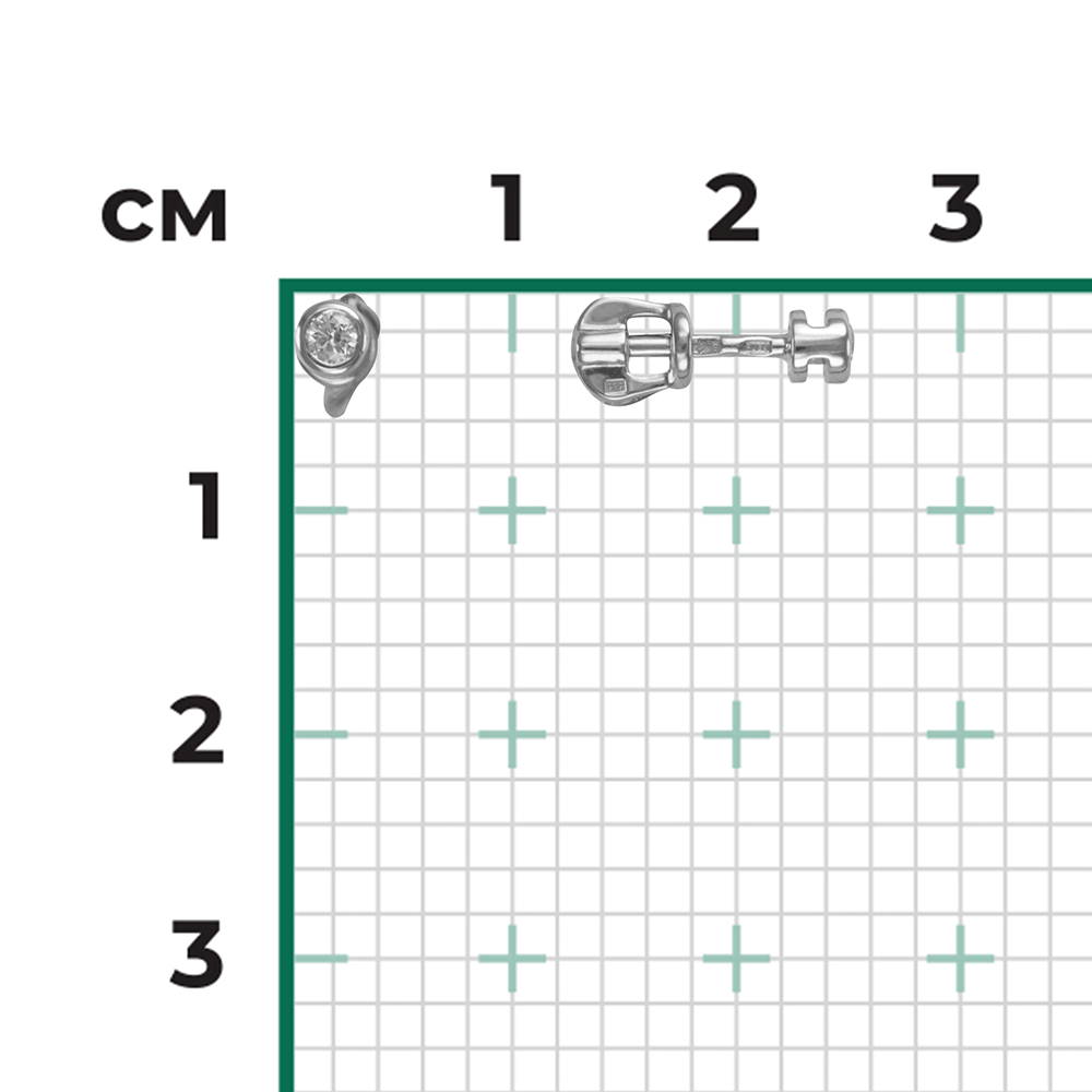 Серьги-пусеты из белого золота с бриллиантом 02-0625-00-101-1120-30