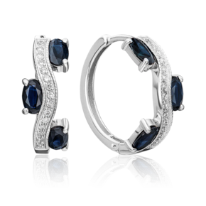 Серьги из белого золота с сапфирами и бриллиантами 02-4848-00-105-1120-30